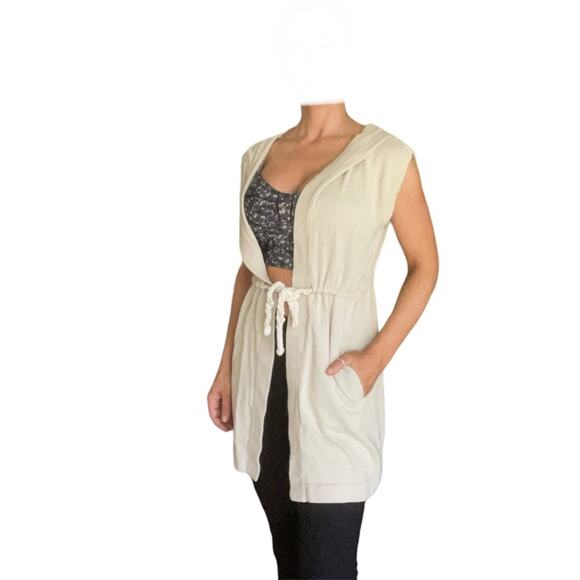 PROJECT 1951 Linen Blend Hooded Drawstring Sleeveless Cardi Small S RESORT - Picture 6 of 6